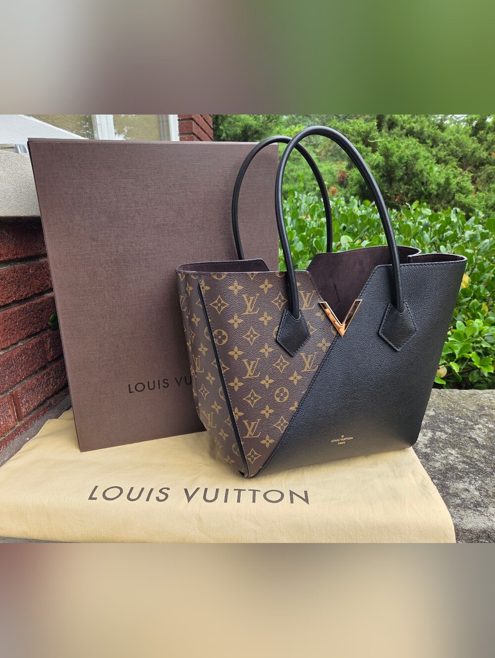 Louis Vuitton Kimono Brown Monogram & Black Leather V-Tote